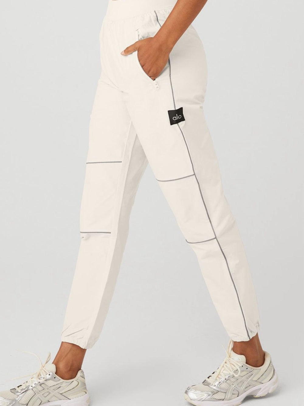 Light Cream Women's Alo Athletic Track Pants